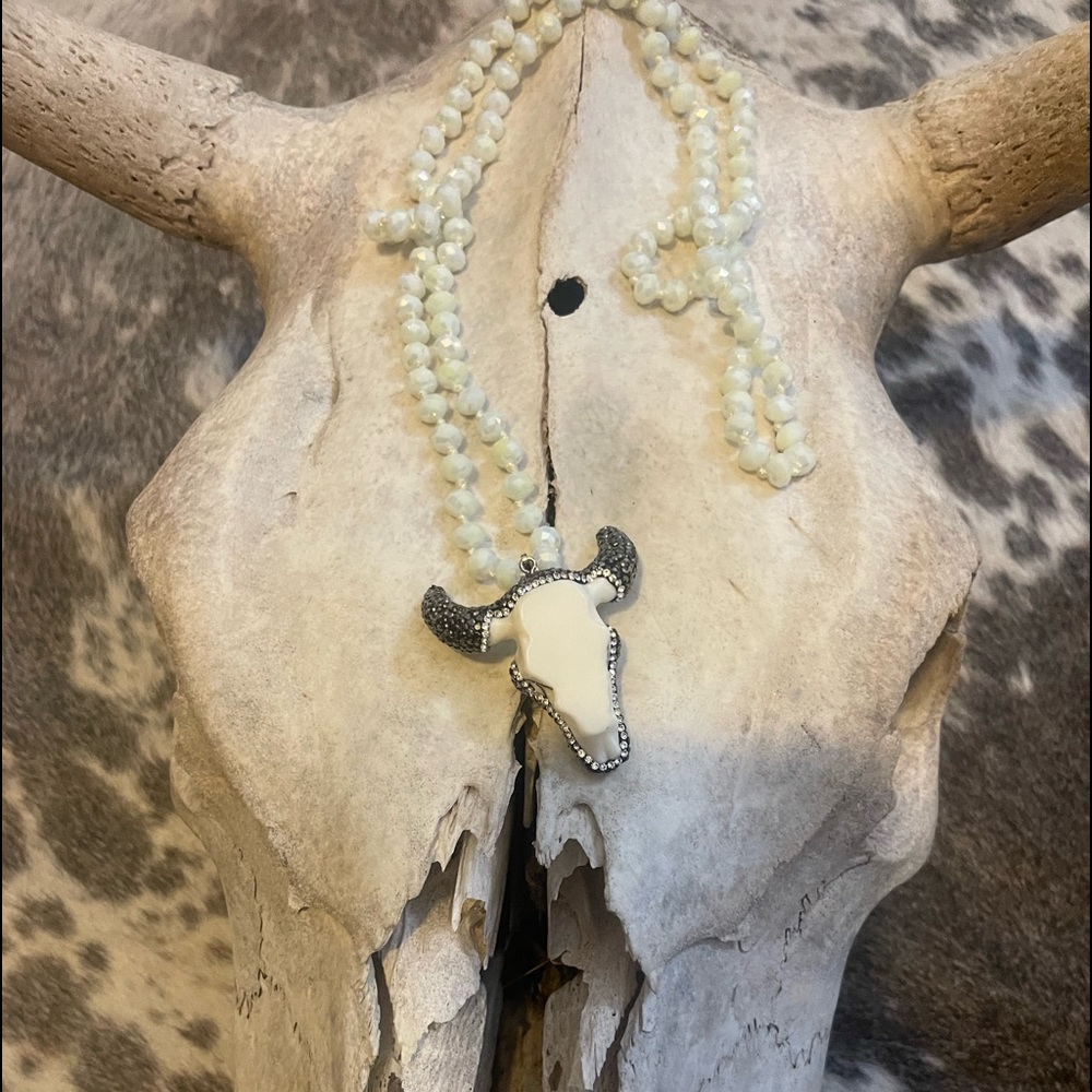 New Crystal Steer Head Necklace